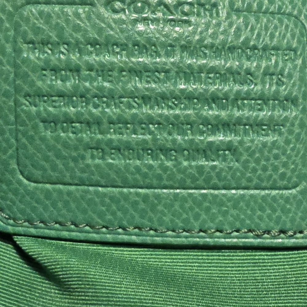 Coach Vibrant Emerald Green Satchel Christmas Rhinestone Heart. 11"x 7.25"x 4" - Picture 16 of 16